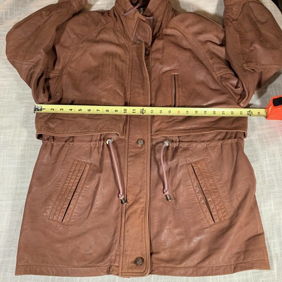 New Fast Leather Mid Length Light Brown Jacket Unisex Vintage 42 Plz See Pics - Picture 6 of 12